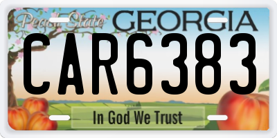 GA license plate CAR6383