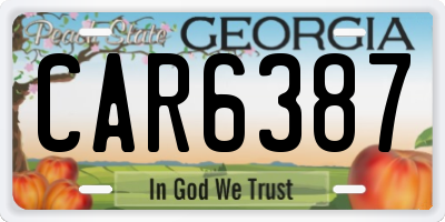GA license plate CAR6387