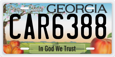 GA license plate CAR6388