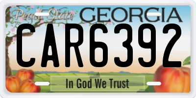 GA license plate CAR6392