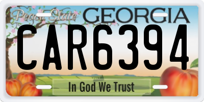 GA license plate CAR6394