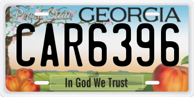 GA license plate CAR6396