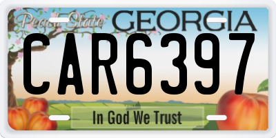 GA license plate CAR6397