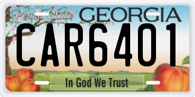 GA license plate CAR6401