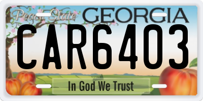 GA license plate CAR6403