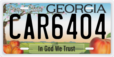 GA license plate CAR6404