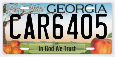 GA license plate CAR6405