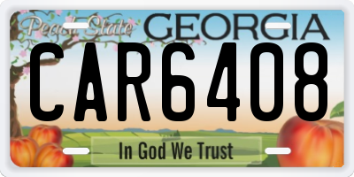 GA license plate CAR6408