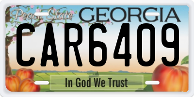 GA license plate CAR6409