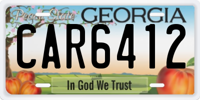 GA license plate CAR6412