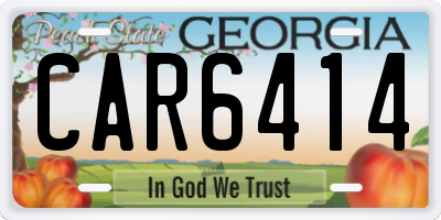 GA license plate CAR6414