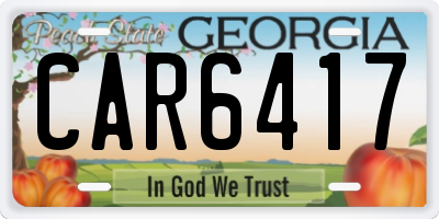 GA license plate CAR6417