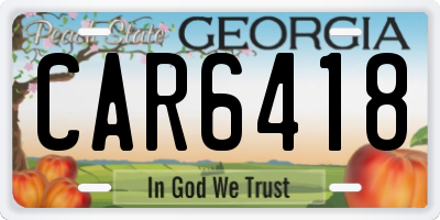 GA license plate CAR6418