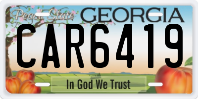 GA license plate CAR6419