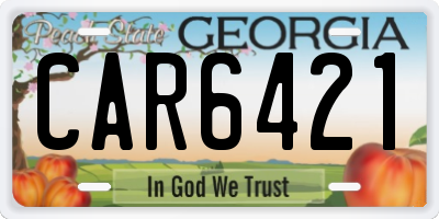 GA license plate CAR6421