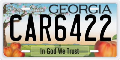 GA license plate CAR6422