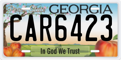 GA license plate CAR6423