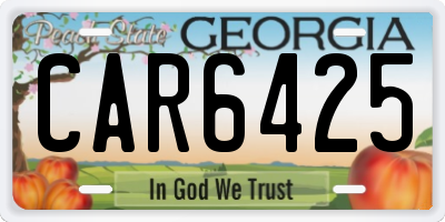 GA license plate CAR6425