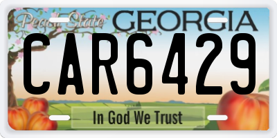 GA license plate CAR6429