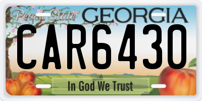 GA license plate CAR6430