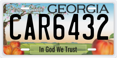 GA license plate CAR6432