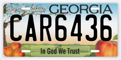 GA license plate CAR6436