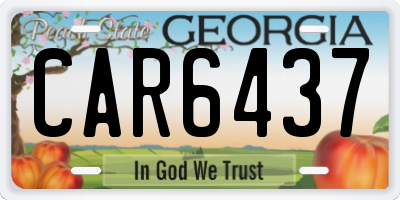 GA license plate CAR6437