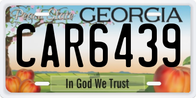 GA license plate CAR6439