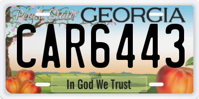 GA license plate CAR6443