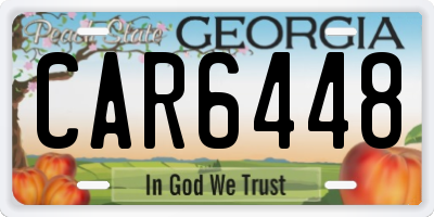 GA license plate CAR6448