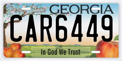 GA license plate CAR6449