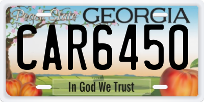 GA license plate CAR6450