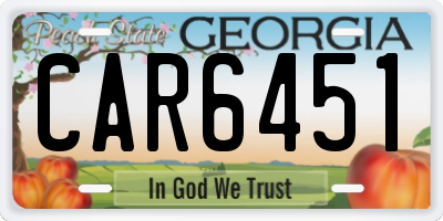 GA license plate CAR6451