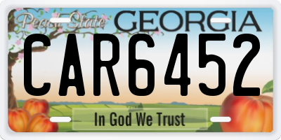 GA license plate CAR6452