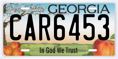 GA license plate CAR6453