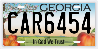 GA license plate CAR6454