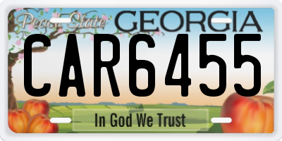 GA license plate CAR6455