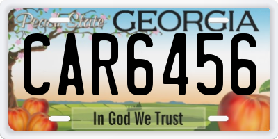 GA license plate CAR6456