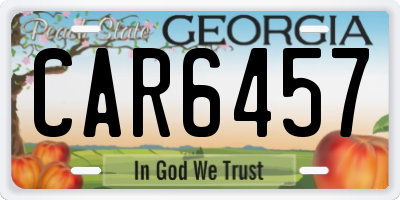 GA license plate CAR6457