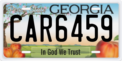 GA license plate CAR6459