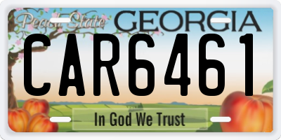 GA license plate CAR6461