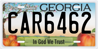 GA license plate CAR6462