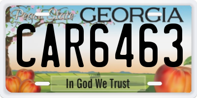 GA license plate CAR6463