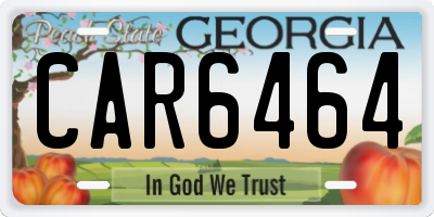 GA license plate CAR6464