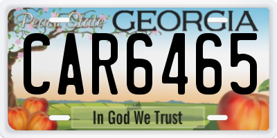 GA license plate CAR6465