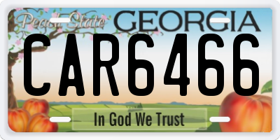 GA license plate CAR6466