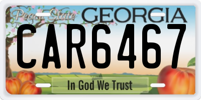 GA license plate CAR6467