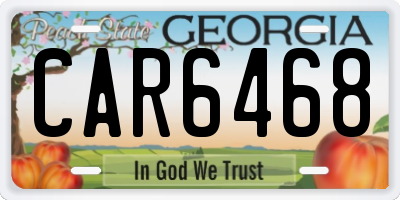 GA license plate CAR6468