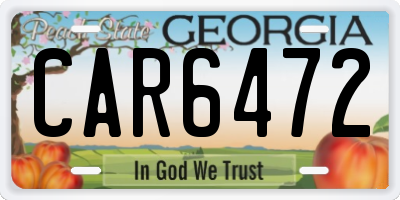 GA license plate CAR6472