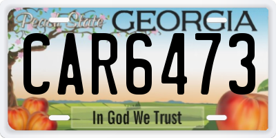 GA license plate CAR6473